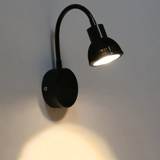 Industrial Style Wall Lamp - Metal Bowl Shape 1 Light Adjustable Arm In Black