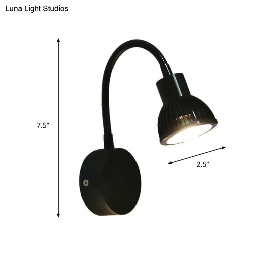 Industrial Style Wall Lamp - Metal Bowl Shape 1 Light Adjustable Arm In Black