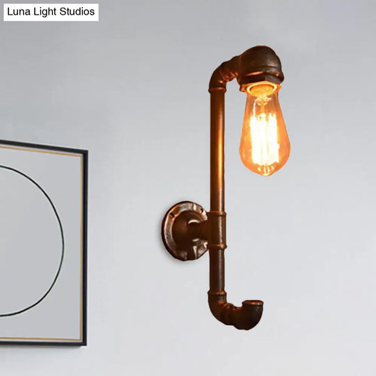 Industrial Style Wall Lamp With Water Pipe Metal Shade In Bronze