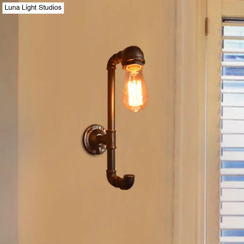 Industrial Style Wall Lamp With Water Pipe Metal Shade In Bronze