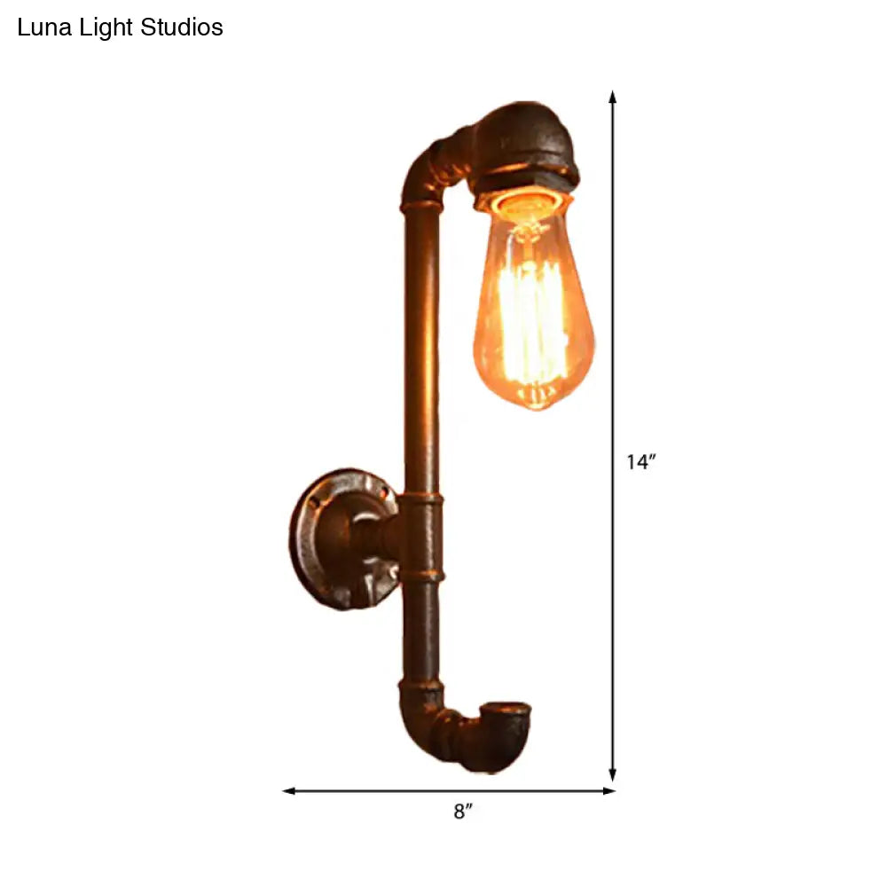 Industrial Style Wall Lamp With Water Pipe Metal Shade In Bronze