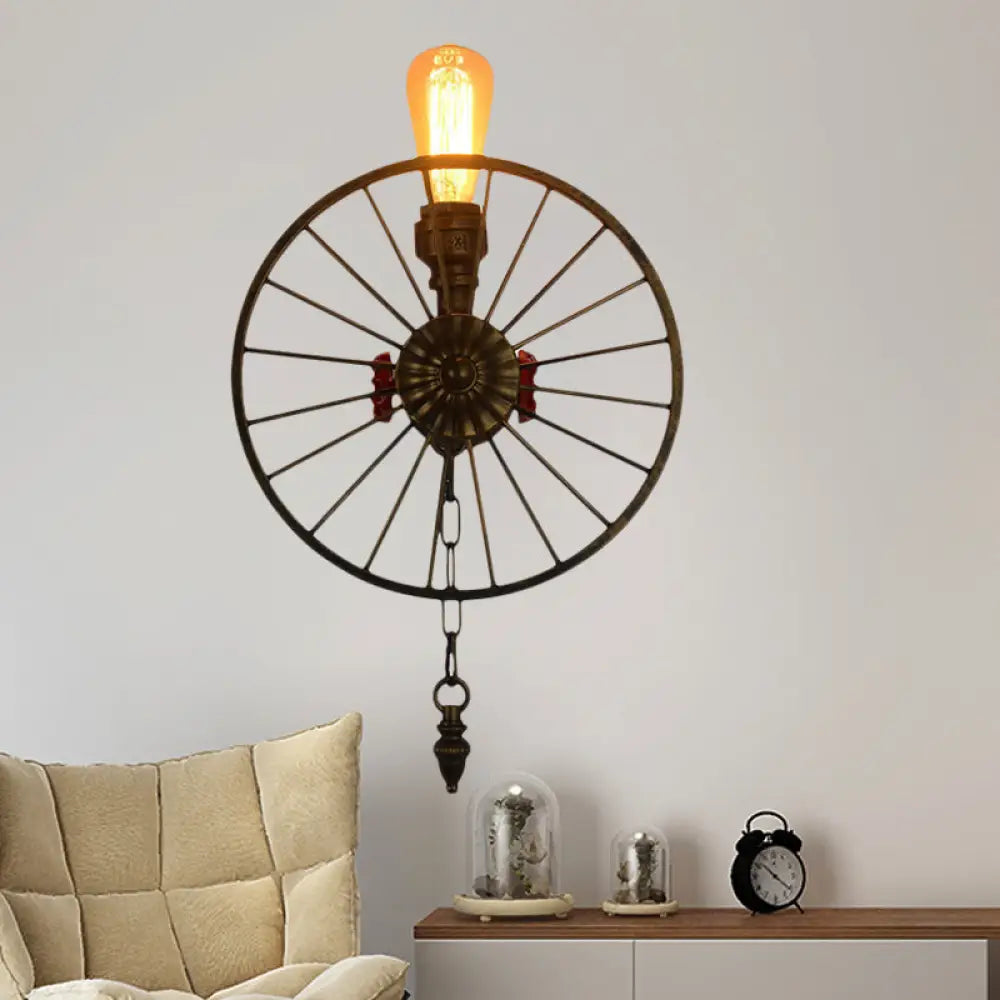 Industrial Style Wall Mount Light - Half Head Bare Bulb Silver/Bronze/Antique Brass Wrought Iron