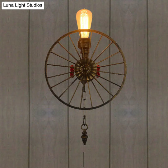 Industrial Style Wall Mount Light - Half Head Bare Bulb Silver/Bronze/Antique Brass Wrought Iron