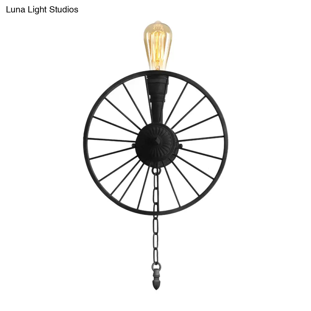 Industrial Style Wall Mount Light - Half Head Bare Bulb Silver/Bronze/Antique Brass Wrought Iron