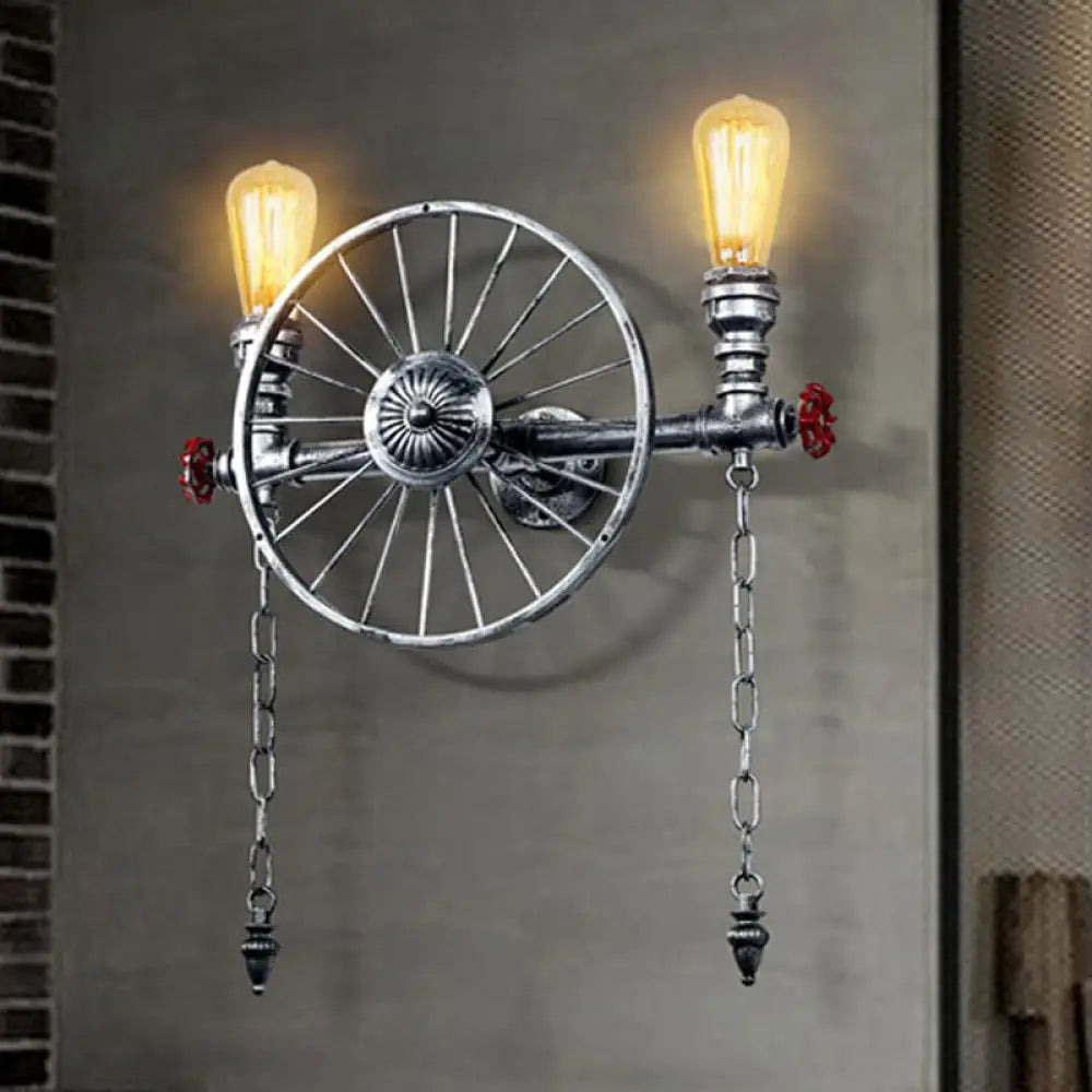 Industrial Style Wall Mount Light - Half Head Bare Bulb Silver/Bronze/Antique Brass Wrought Iron