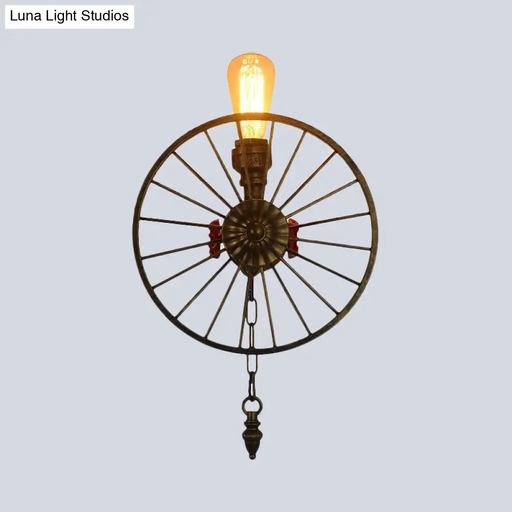 Industrial Style Wall Mount Light - Half Head Bare Bulb Silver/Bronze/Antique Brass Wrought Iron