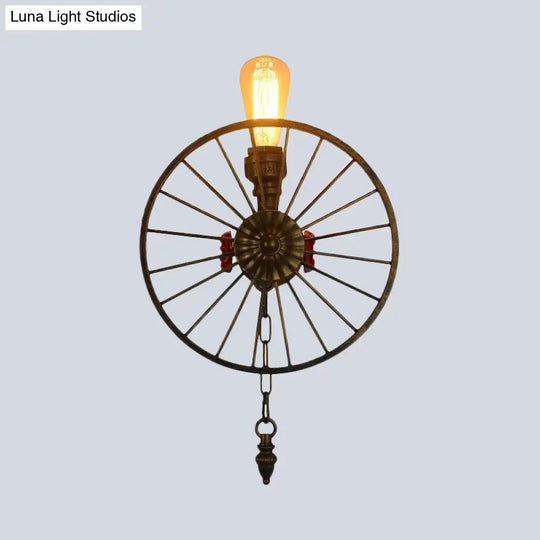 Industrial Style Wall Mount Light - Half Head Bare Bulb Silver/Bronze/Antique Brass Wrought Iron