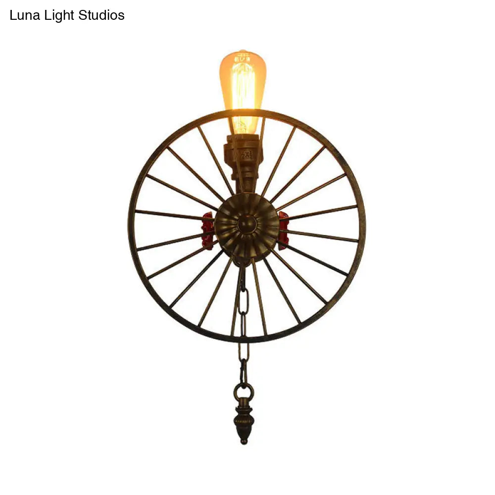 Industrial Style Wall Mount Light - Half Head Bare Bulb Silver/Bronze/Antique Brass Wrought Iron