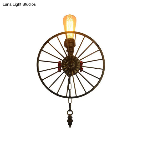 Industrial Style Wall Mount Light - Half Head Bare Bulb Silver/Bronze/Antique Brass Wrought Iron