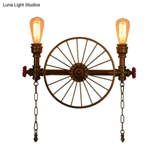 Industrial Style Wall Mount Light - Half Head Bare Bulb Silver/Bronze/Antique Brass Wrought Iron