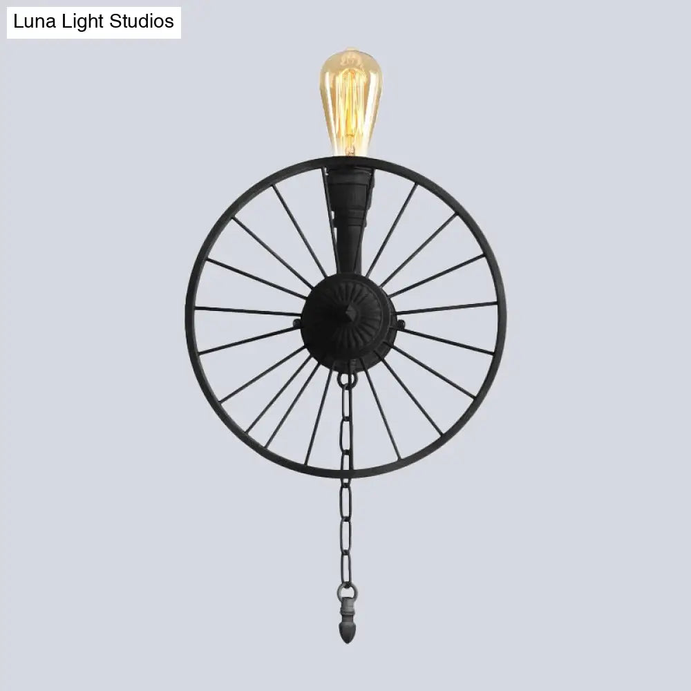 Industrial Style Wall Mount Light - Half Head Bare Bulb Silver/Bronze/Antique Brass Wrought Iron