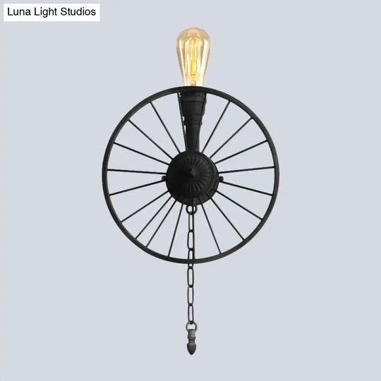 Industrial Style Wall Mount Light - Half Head Bare Bulb Silver/Bronze/Antique Brass Wrought Iron