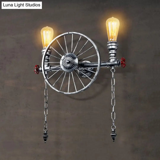 Industrial Style Wall Mount Light - Half Head Bare Bulb Silver/Bronze/Antique Brass Wrought Iron