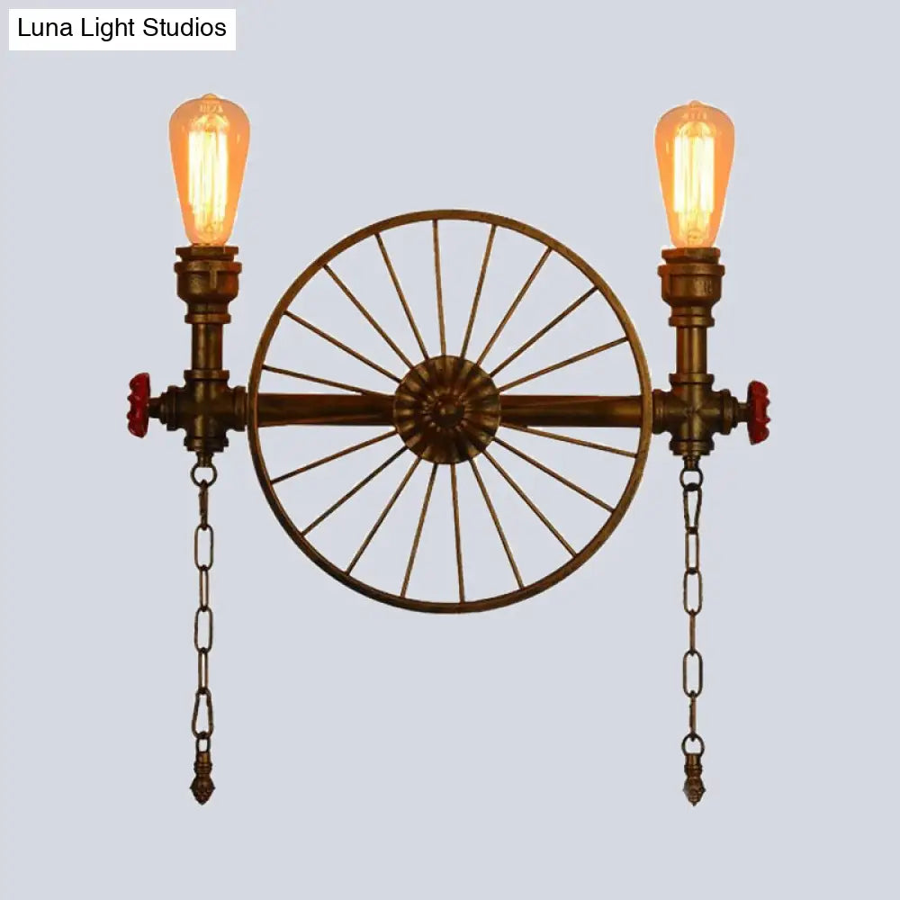 Industrial Style Wall Mount Light - Half Head Bare Bulb Silver/Bronze/Antique Brass Wrought Iron