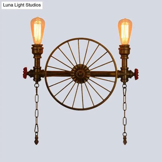 Industrial Style Wall Mount Light - Half Head Bare Bulb Silver/Bronze/Antique Brass Wrought Iron