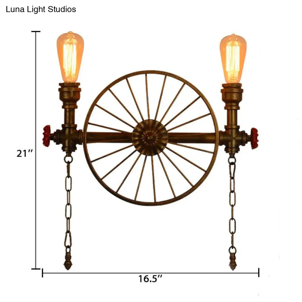 Industrial Style Wall Mount Light - Half Head Bare Bulb Silver/Bronze/Antique Brass Wrought Iron