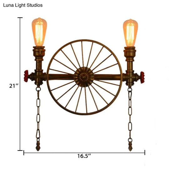 Industrial Style Wall Mount Light - Half Head Bare Bulb Silver/Bronze/Antique Brass Wrought Iron