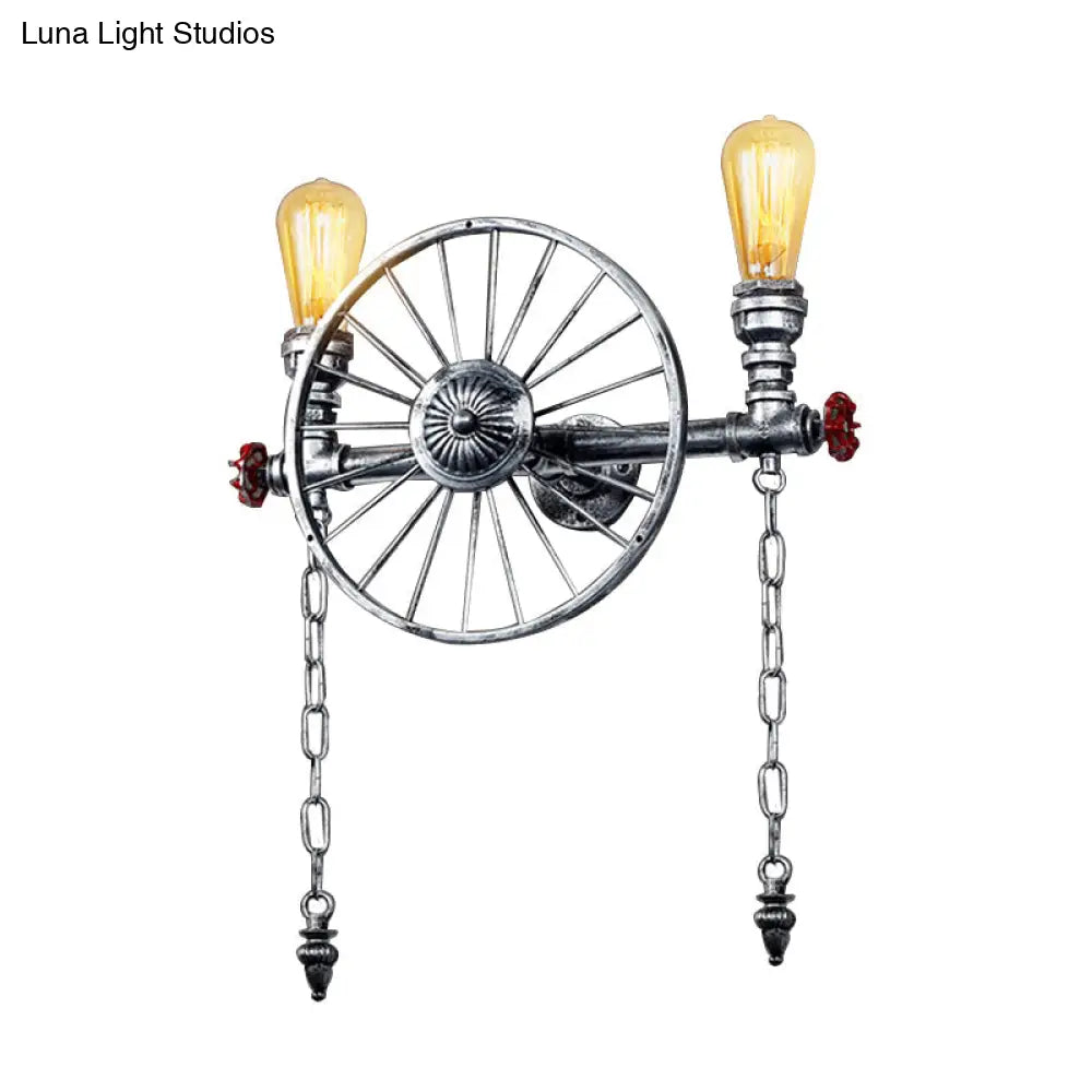 Industrial Style Wall Mount Light - Half Head Bare Bulb Silver/Bronze/Antique Brass Wrought Iron