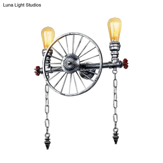 Industrial Style Wall Mount Light - Half Head Bare Bulb Silver/Bronze/Antique Brass Wrought Iron