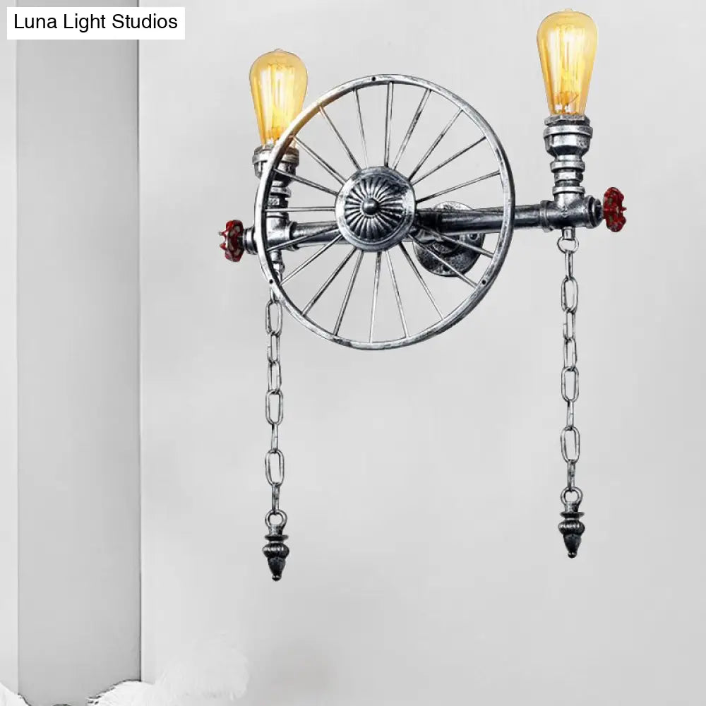 Industrial Style Wall Mount Light - Half Head Bare Bulb Silver/Bronze/Antique Brass Wrought Iron