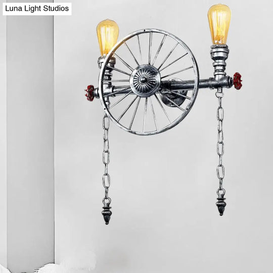 Industrial Style Wall Mount Light - Half Head Bare Bulb Silver/Bronze/Antique Brass Wrought Iron