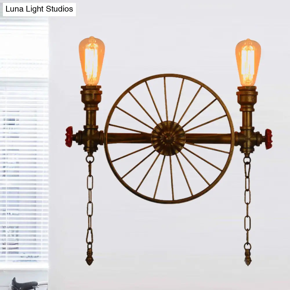 Industrial Style Wall Mount Light - Half Head Bare Bulb Silver/Bronze/Antique Brass Wrought Iron