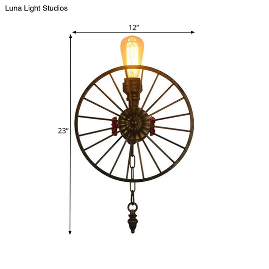 Industrial Style Wall Mount Light - Half Head Bare Bulb Silver/Bronze/Antique Brass Wrought Iron