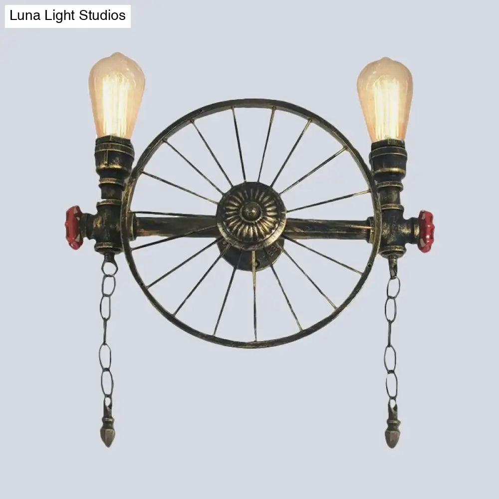 Industrial Style Wall Mount Light - Half Head Bare Bulb Silver/Bronze/Antique Brass Wrought Iron