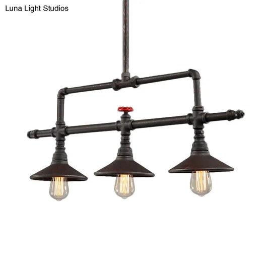 Industrial Style Pendant Lighting - 3/5 Lights Conical Rust Wrought Iron Island Light Fixture For