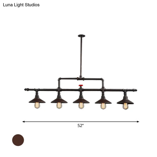 Industrial Style Wrought Iron 3/5 Lights Island Light Fixture For Restaurant Pendant Lighting