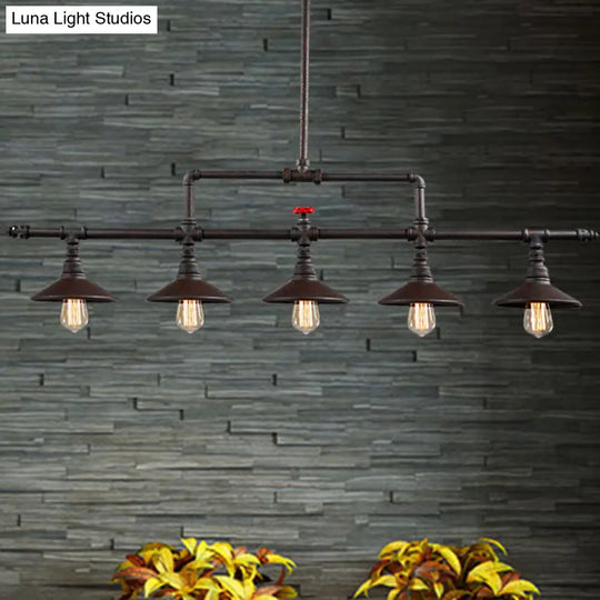 Industrial Style Wrought Iron 3/5 Lights Island Light Fixture For Restaurant Pendant Lighting