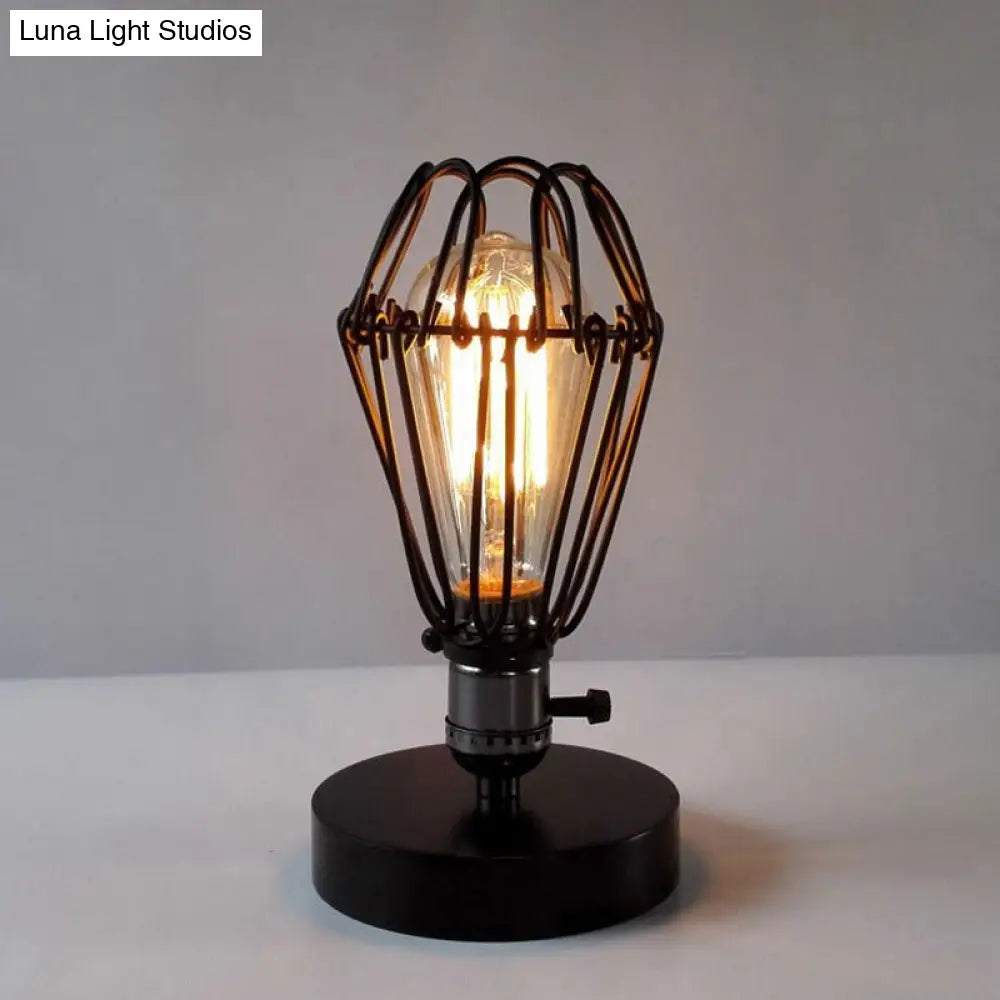 Industrial Style Wrought Iron Table Lamp With Petal Design