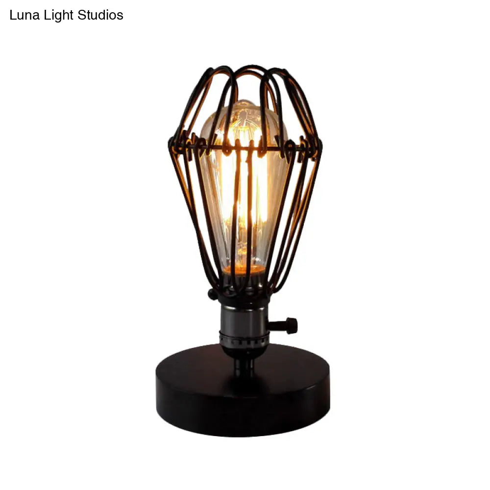 Industrial Style Wrought Iron Table Lamp With Petal Design