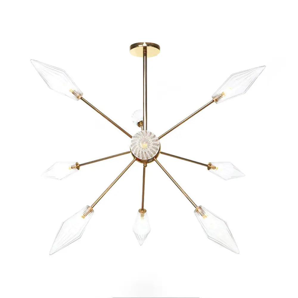 Industrial Stylish Diamond Shape Chandelier Light - 9/12/15-Head Indoor Hanging Fixture With