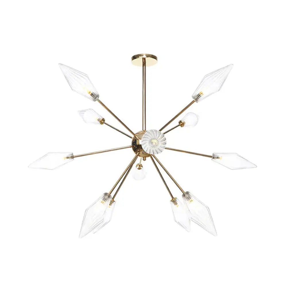 Industrial Stylish Diamond Shape Chandelier Light - 9/12/15-Head Indoor Hanging Fixture With