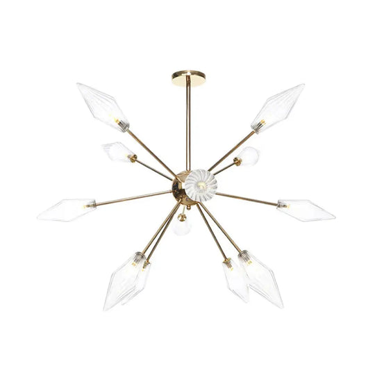 Industrial Stylish Diamond Shape Chandelier Light - 9/12/15-Head Indoor Hanging Fixture With