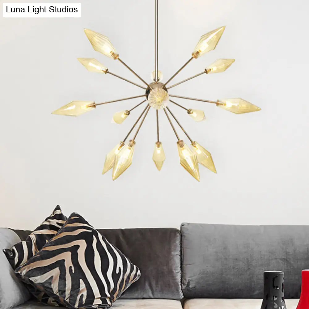 Industrial Stylish Diamond Shape Chandelier Light - 9/12/15-Head Indoor Hanging Fixture With