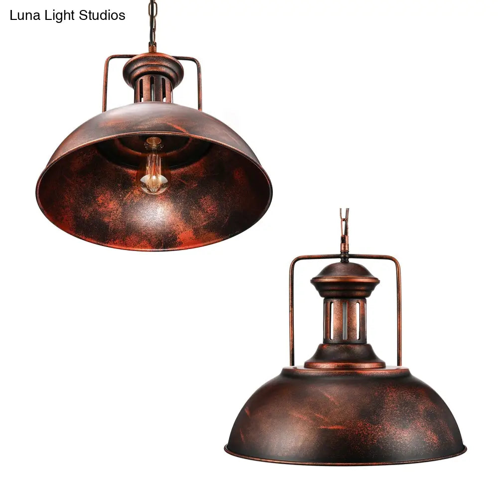 Industrial Stylish Domed Pendant Light In Aged Silver - 13’/16’ Wide Ideal For Dining Room