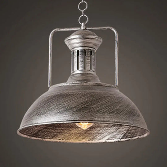 Industrial Stylish Domed Pendant Light In Aged Silver - 13’/16’ Wide Ideal For Dining Room / 16.5’