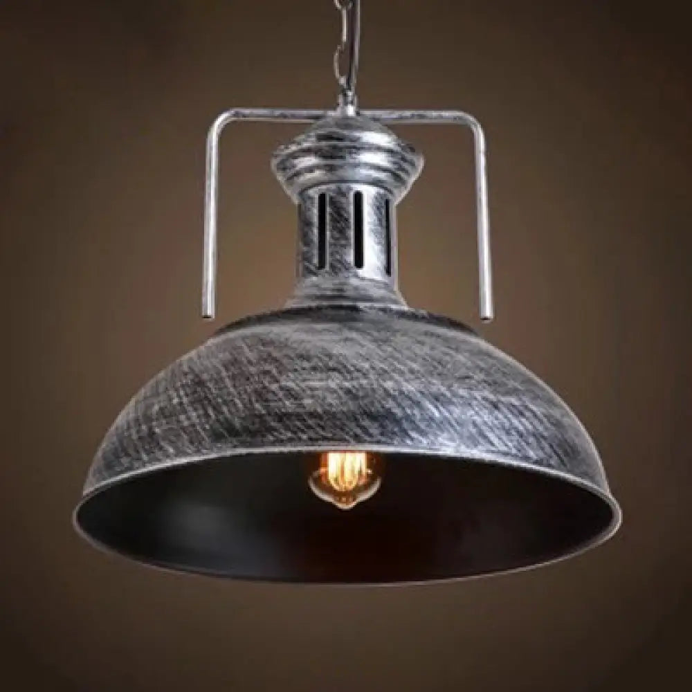 Industrial Stylish Domed Pendant Light In Aged Silver - 13’/16’ Wide Ideal For Dining Room / 16.5’
