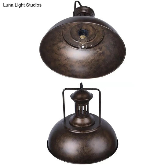 Industrial Stylish Domed Pendant Light In Aged Silver - 13’/16’ Wide Ideal For Dining Room