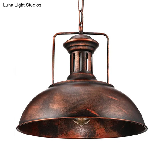 Industrial Domed Pendant Light - 1 Metal In Aged Silver For Dining Room Copper / 16