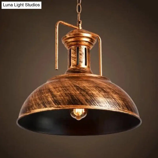 Industrial Domed Pendant Light - 1 Metal In Aged Silver For Dining Room Bronze / 16.5