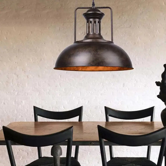 Industrial Stylish Domed Pendant Light In Aged Silver - 13’/16’ Wide Ideal For Dining Room