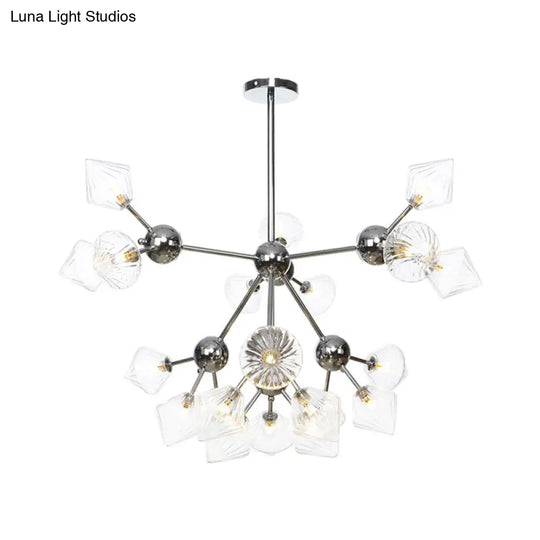 Industrial Stylish Glass Diamond Pendant Light Chandelier - 3/9/12 Bulbs Amber/Clear