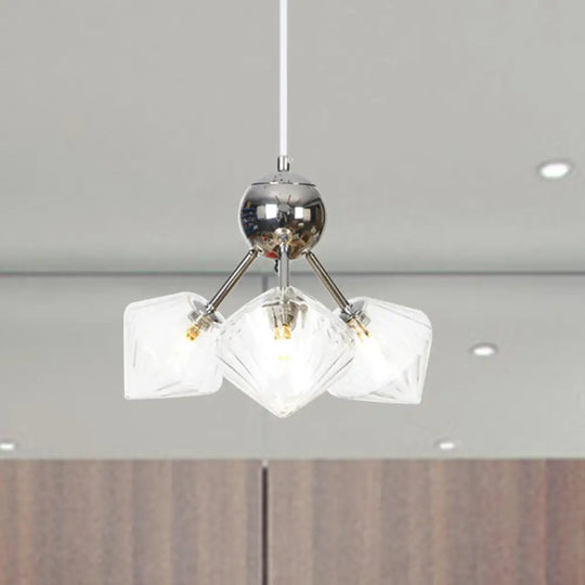 Industrial Stylish Glass Diamond Pendant Light Chandelier - 3/9/12 Bulbs Amber/Clear