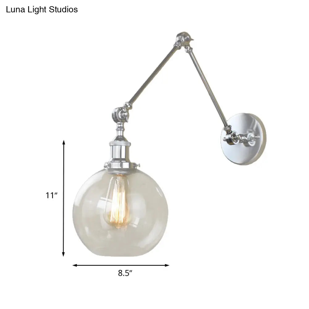 Industrial Swing Arm Wall Sconce With Clear Glass Shade - Dining Room Lighting Fixture