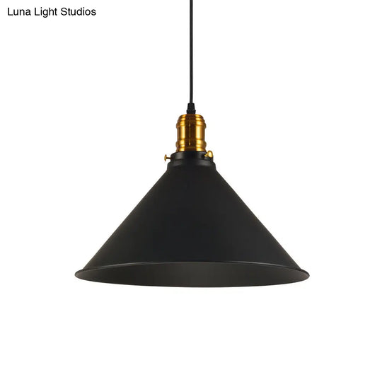 Industrial Tapered Pendant Light - 8.5’/10’/12’ Wide 1-Light Metal Hanging Lamp In Black For