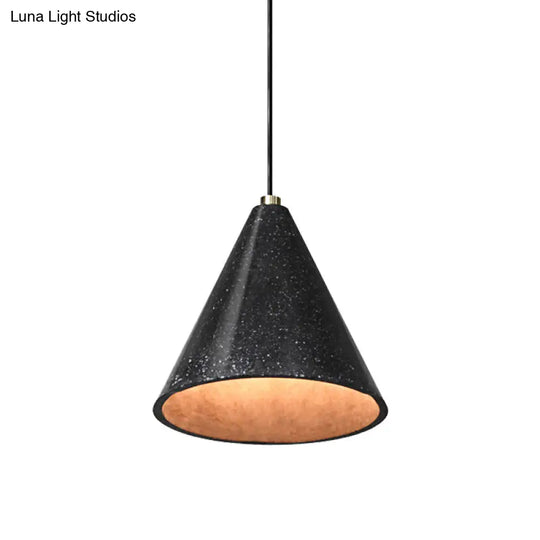 Industrial 1-Light Pendant Lamp With Terrazzo Design Black