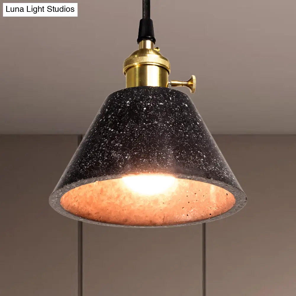 Industrial 1-Light Pendant Lamp With Terrazzo Design Black